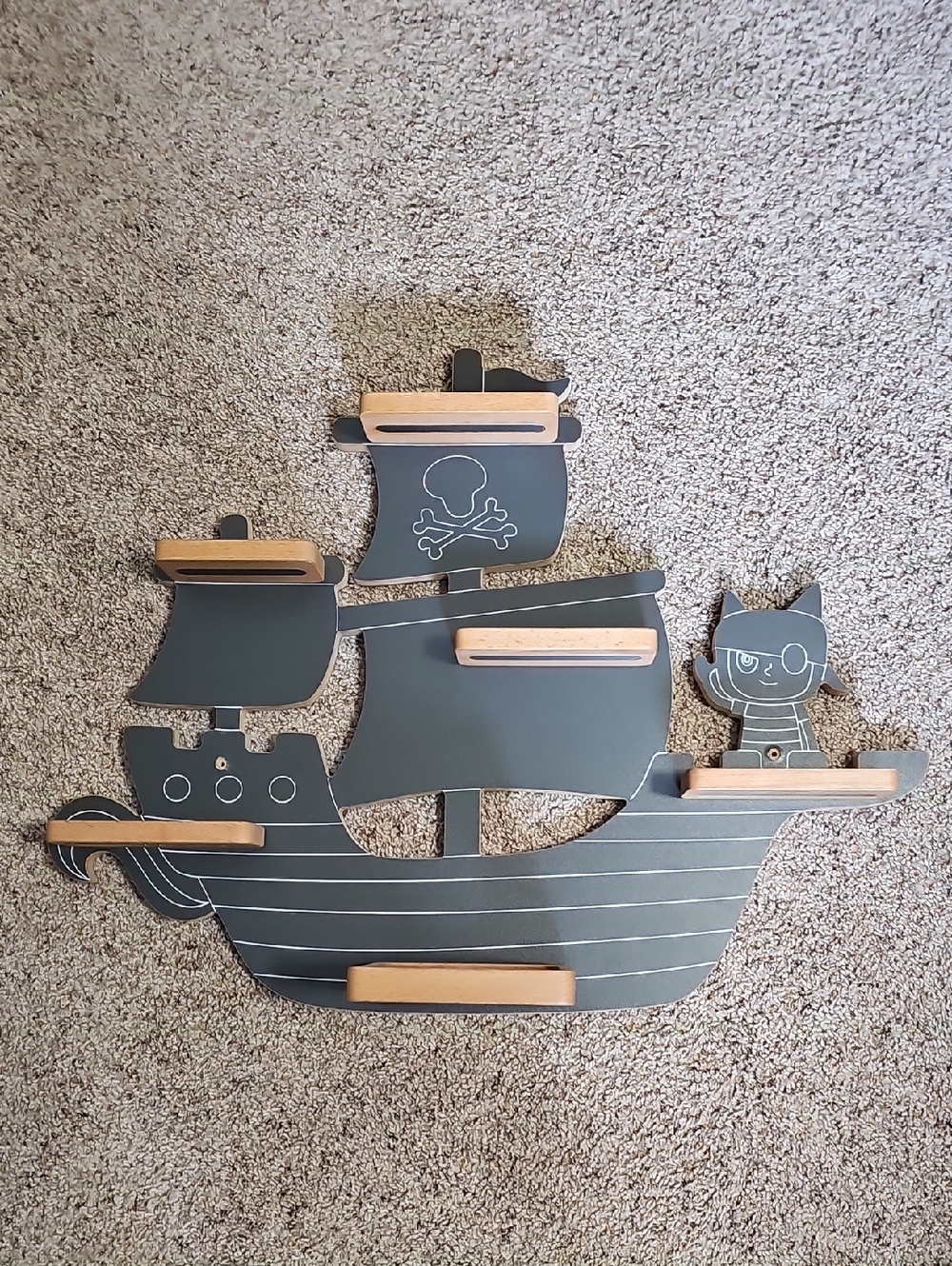 Tonie Pirate Ship Wall Shelf - Gray & Natural Wood